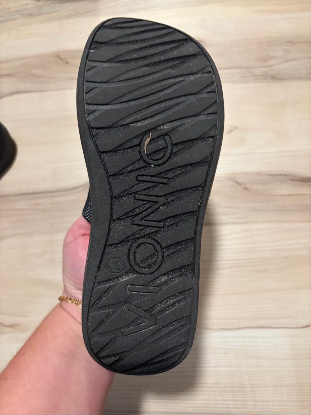 Vionic Black and Gray Striped Slide Sandals - Picture 3 of 3